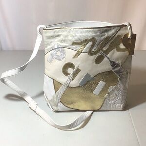 Sharif Vintage 80’s/90’s Mixed Leather Roma-NYC Metallic Patchwork Crossbody Bag